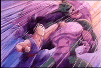Gohan punches a monster