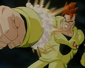 Android No. 16 shooting off his fist in the opening movie